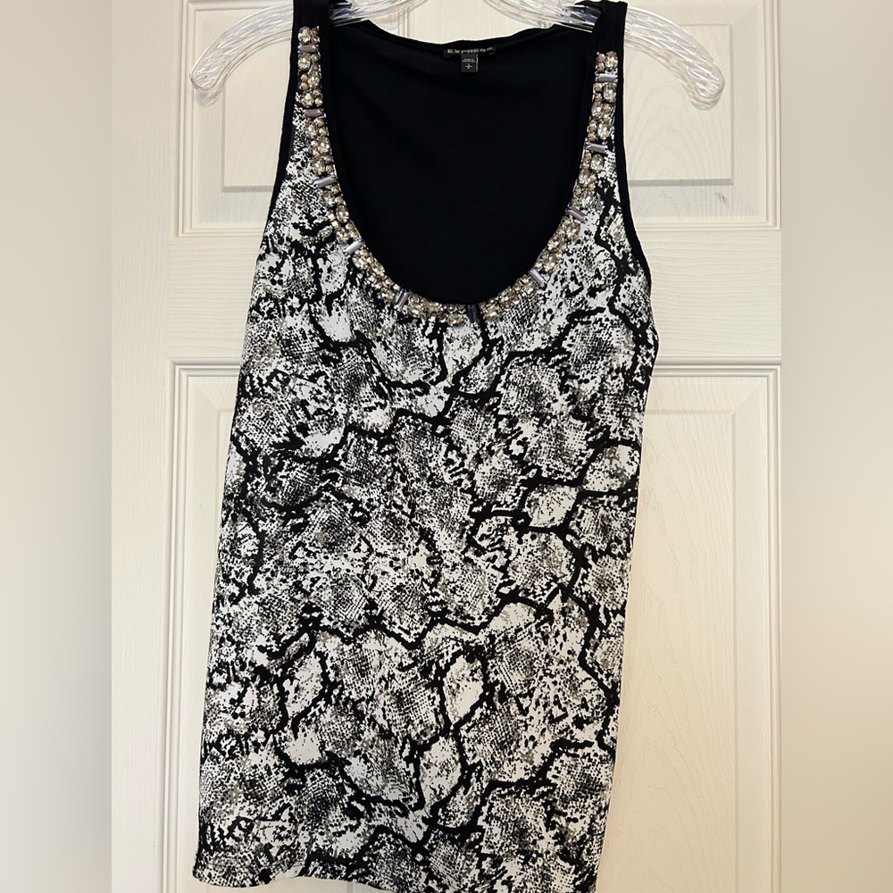 Express Patterned Tank with Rhinestone Trim- Size Small